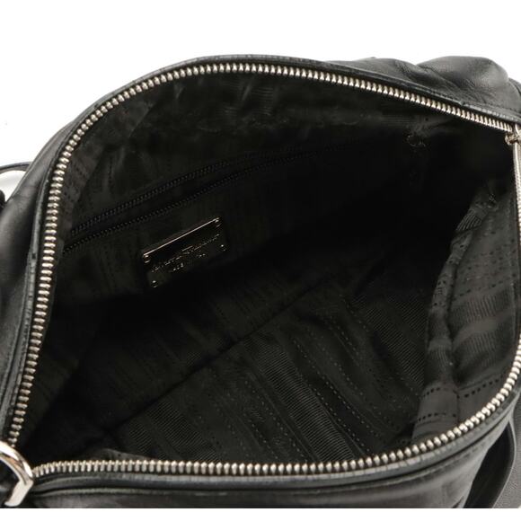 Salvatore Ferragamo Black Lambskin 2-Way Bag Gancini Logo Satchel - Picture 5 of 10